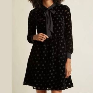 Modcloth black velvet polka dot dress